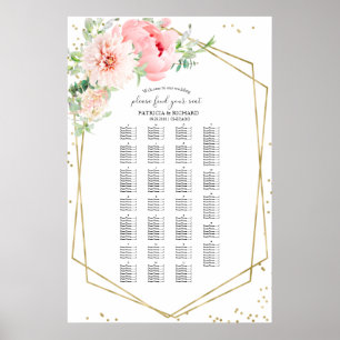 Modern Blush Floral Alphabetical Seating Chart