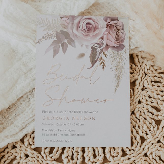 Modern Blush Floral Bridal Shower Real Rose Gold (Creator Uploaded)
