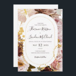 Modern Blush Floral | Casual Frame Wedding Invitation<br><div class="desc">This modern blush floral | casual frame wedding invitation is perfect for your elegant boho luxury rose gold, sage green, blush pink wedding. Design features a gold foil frame or bouquet with rustic red peach spring peony, a classic whimsical watercolor succulent flower, greenery including fern and eucalyptus, with appearances of...</div>