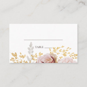 Modern Blush Floral Flat Wedding Place Card