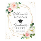 Modern Blush Floral Graduation Party Welcome Sign