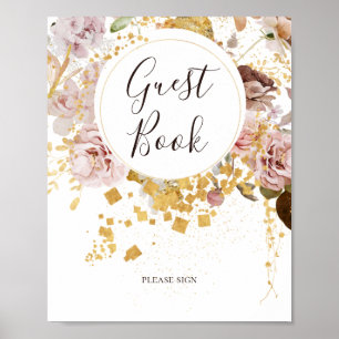 Modern Blush Floral Guest Book Sign