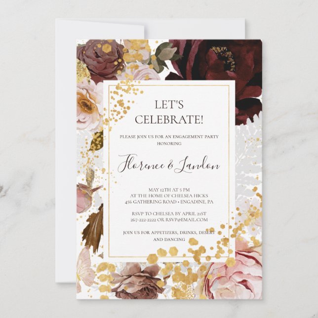 Modern Blush Floral | Let's Celebrate Invitation (Front)