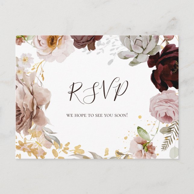 Modern Blush Floral | Menu Choice RSVP Postcard (Front)