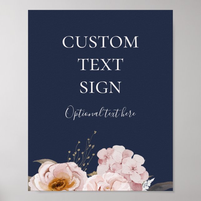 Modern Blush Floral | Navy Cards and Gifts Custom Poster (Front)