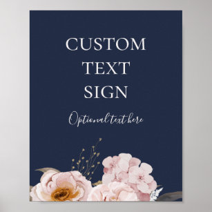 Modern Blush Floral   Navy Cards and Gifts Custom Poster