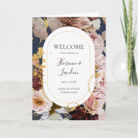Modern Blush Floral | Navy Folded Wedding