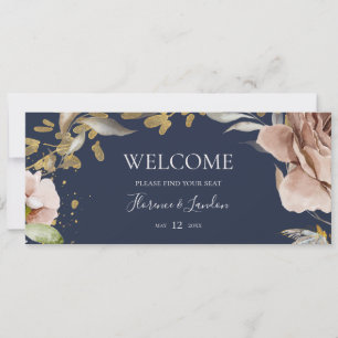 Modern Blush Floral   Navy Seating Chart Header