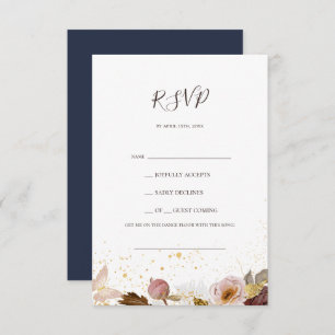 Modern Blush Floral   Navy Song Request RSVP Card