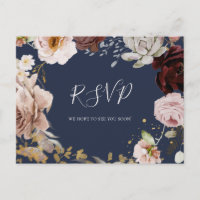 Modern Blush Floral | Navy Song Request RSVP