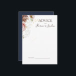 Modern Blush Floral | Navy Wedding Advice Card<br><div class="desc">This modern blush floral | navy wedding advice card is perfect for your elegant boho luxury rose gold, sage green, blush pink wedding. Design features a gold foil frame or bouquet with rustic red peach spring peony, a classic whimsical watercolor succulent flower, greenery including fern and eucalyptus, with appearances of...</div>