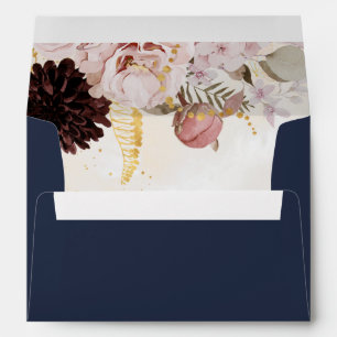 Modern Blush Floral Navy Wedding Invitation Enve Envelope