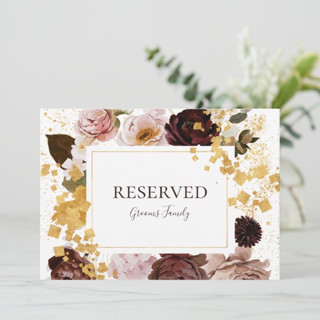 Modern Blush Floral |  Reserved Sign (Standing Front)