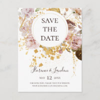 Modern Blush Floral | Save The Date Postcard