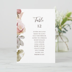 Modern Blush Floral Table Number Seating Chart