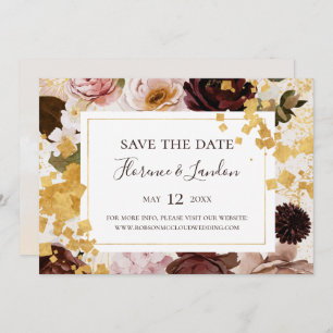 Modern Blush Floral   Watercolor Horizontal Save T Save The Date