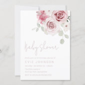 Modern Blush Floral Watercolor Roses Baby Shower Invitation (Front)