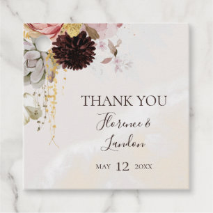 Modern Blush Floral Watercolor Thank You Favour Tags