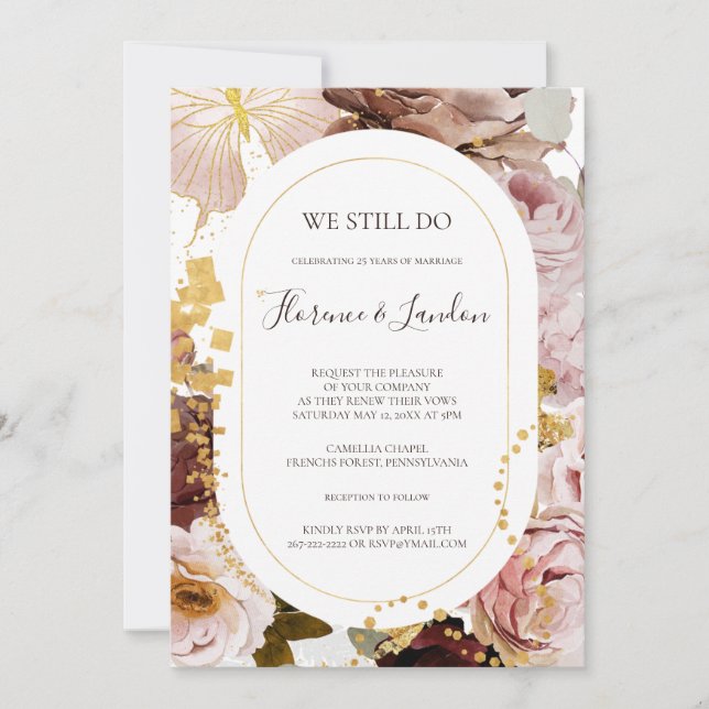 Modern Blush Floral | We Still Do Vow Renewal Invitation (Front)