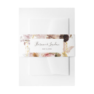 Modern Blush Floral   Wedding Invitation Belly Band