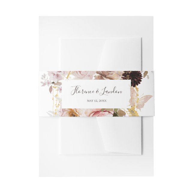 Modern Blush Floral | Wedding Invitation Belly Band (Front Example)