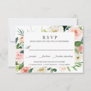 Modern Blush   Frame WEDDING RSVP MEAL CHOICE