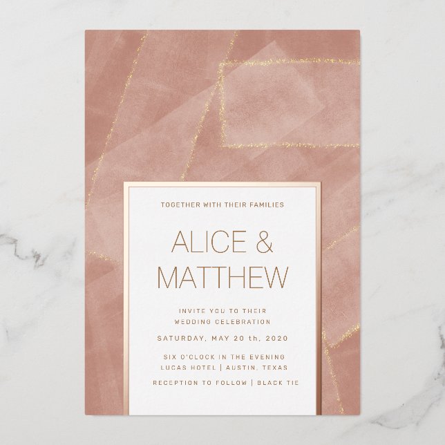 modern blush gold abstract wedding (Front)