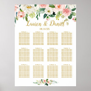 Modern Blush GOLD Flowers Wedding Seating Chart