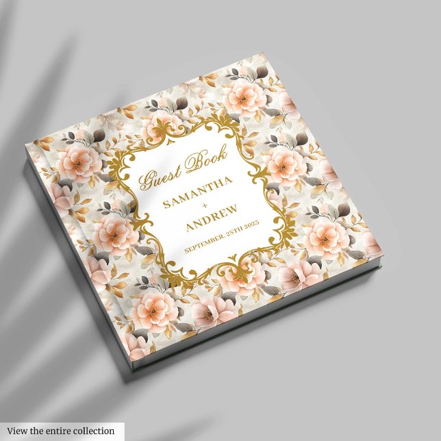 Modern Blush Gold Wedding Guest Book for Signing (Modern Blush Gold Wedding Guest Book for Signing)
