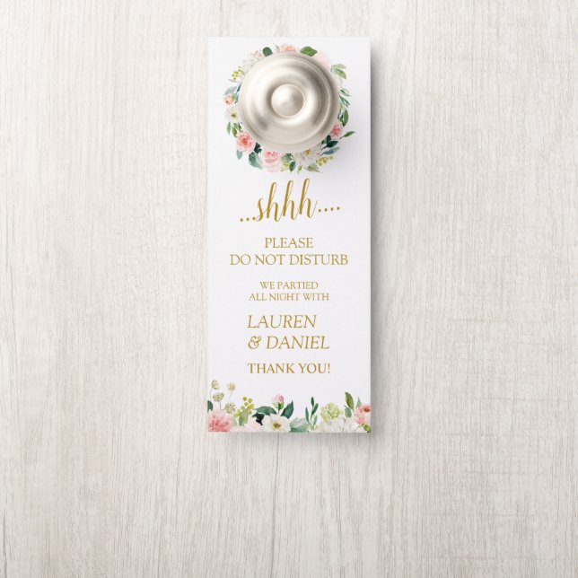 Modern Blush Gold Wedding Guest Do Not Disturb Door Hanger (On Knob)
