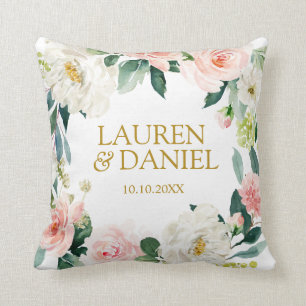 Modern Blush Gold Wedding personalised keepsake Cushion