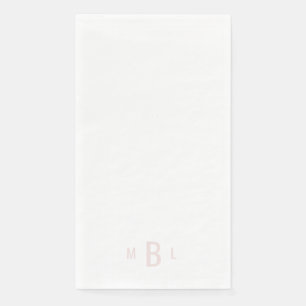 Modern Blush Monogram White Wedding  Napkin