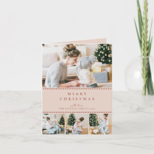 Modern Blush Multi Photo Christmas Folded Holiday Card