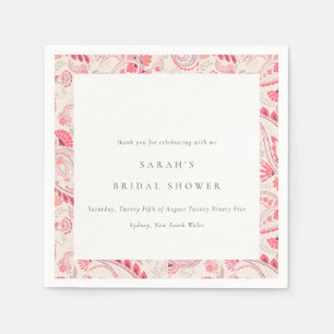 Modern Blush Paisley Typography Bridal Shower Napkin