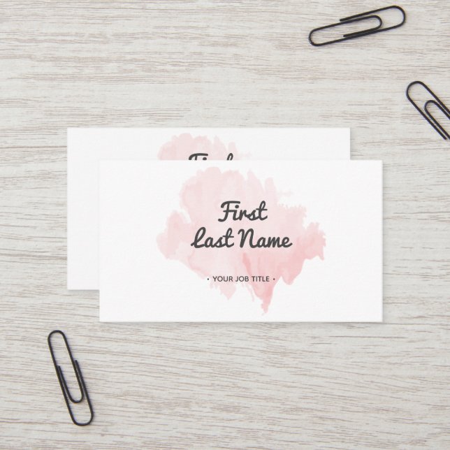 Modern Blush Pale Pink Watercolor Business Card (Front/Back In Situ)