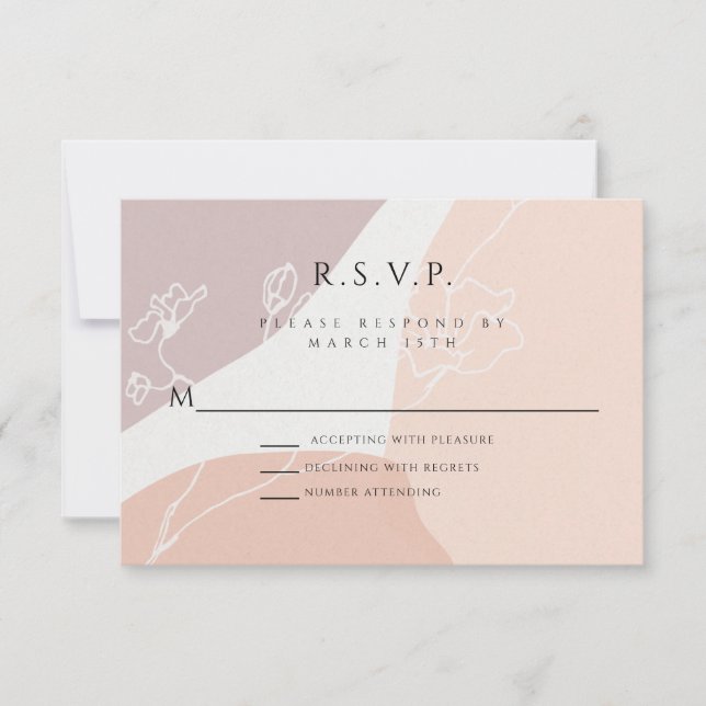 Modern Blush Peach Botanical RSVP Response Card (Front)