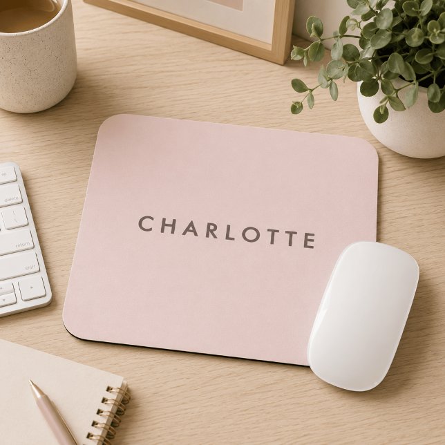 Modern Blush Personalised Name Mouse Pad (Creator Uploaded)