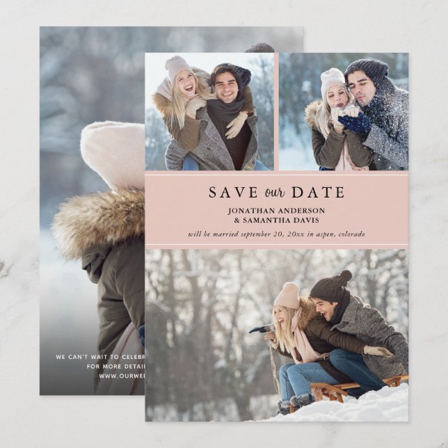 Modern Blush Photo Collage Save our Date Save The Date (Front/Back)