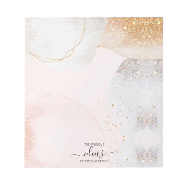 Modern blush pink abstract personalised paper pad (Front)