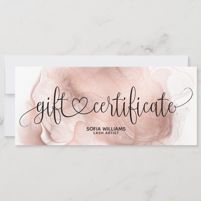 Modern Blush Pink Agate Certificate Gift Card (Front)