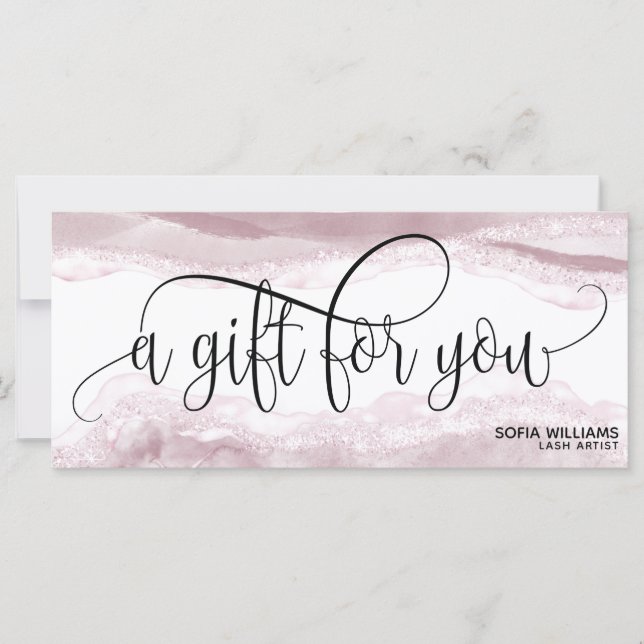 Modern Blush Pink Agate Certificate Gift Card (Front)