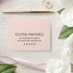 Modern Blush Pink and Black Wedding Envelope