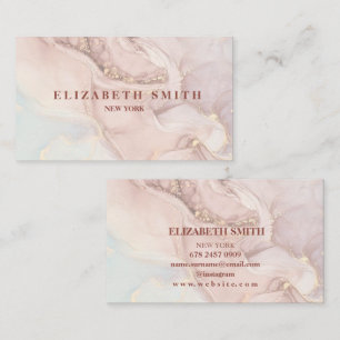 Modern Blush pInk and gold Marble   Business Card