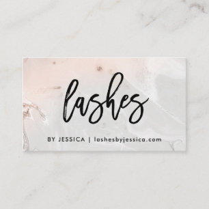 Modern Blush Pink and Grey Marble Lashes Business Card