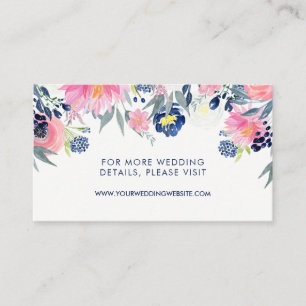 Modern Blush Pink and Navy Floral Wedding Website Enclosure Card