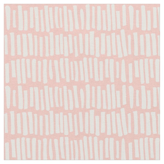 Modern Blush Pink and White Line Pattern Fabric (Close Up)