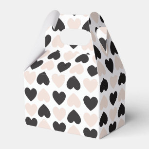 Modern Blush Pink Black Love Hearts Pattern Favour Box