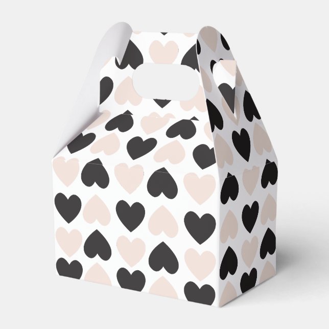 Modern Blush Pink Black Love Hearts Pattern Favour Box (Front Side)