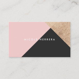 Modern blush pink black rose gold foil colour business card