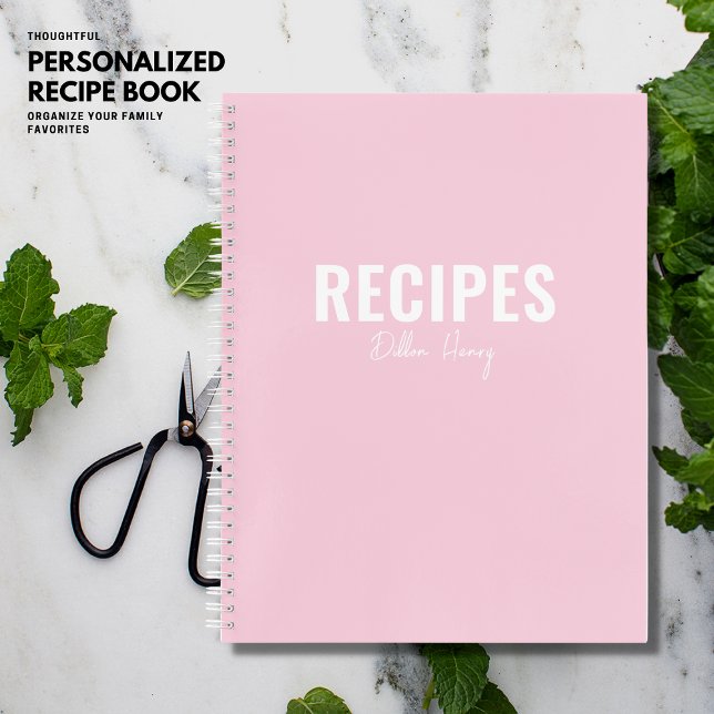 Modern Blush Pink Blank Personalised Recipe Book (Creator Uploaded)